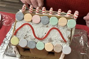 Beautifully decorated gingerbread house creation