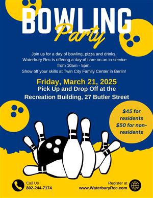 Kids Bowling Party March 21st 2025 Poster