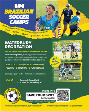 Poster for Brazilian Soccer Camp with a QR code