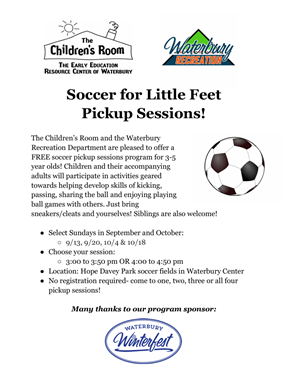 Flyer for Soccer for Little Feet Pickup sessions