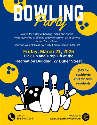 Bowling Party Flyer with same text information 