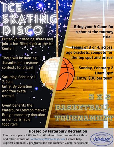 Ice Disco and Basketball Tournament Poster